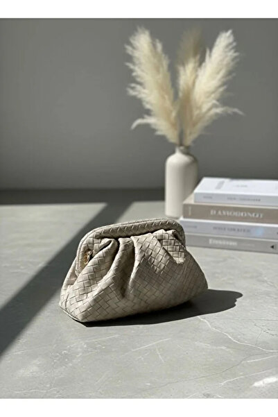 Senza Vedere Glow Leather Large Size Knitted Detail Hand, Shoulder and Crossb...