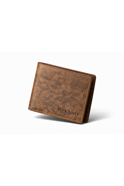 Révano Men’s 100% Genuine Leather Wallet – Natural Vintage Bifold with Zipper...