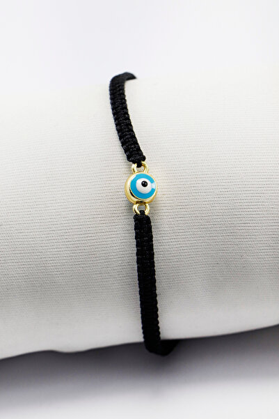 Ennea Art Silver Colored Metal Enamel Turquoise Evil Eye Bead Adjustable Blac...