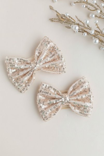 chipiques Gold Sequined Ballerina Bow Baby Headband – Special Day & Newborn Accessory