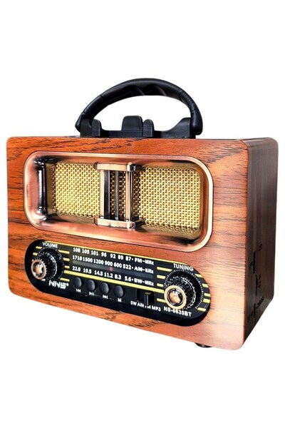 Other Büyük Boy Retro, Nostaljik, Ahşap Tasarım Bluetooth Hoparlörlü, Şarjlı,...