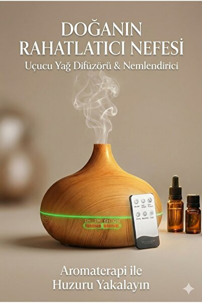 Other Aroma Difüzör Gece Işığı 7 Led Nemlendirici Kumandalı 550 ml Buhar Maki...