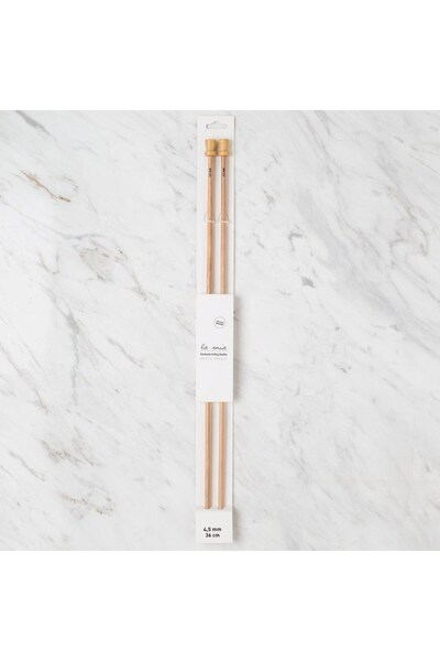 Twin Store لا ميا وايت وود 4.5 مم 36 سم أسياخ حياكة خشبية