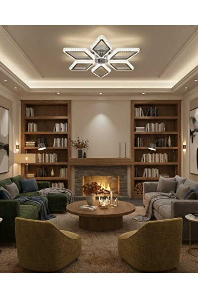 Marsel Lighting PRİZMA 6LI KROM KUMANDALI AVİZE 3 RENK LED ISIKLI SALON OTURM...