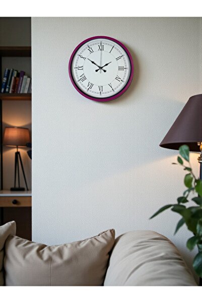 TakÇalıştır ساعة حائط بأرقام رومانية باللون الوردي مقاس 36 سم