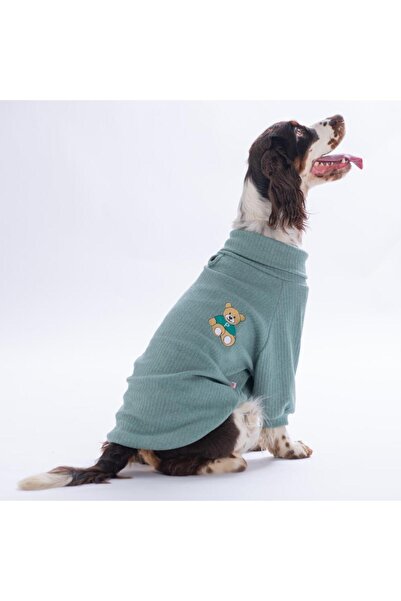 Pawstar Yeşil Teddywood Orta-Büyük Irk için Ayıcık Nakışlı Esnek Sıcak Tutan ...