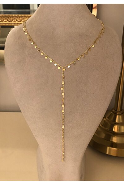 emy by emel luxury silver jewelry Altın Kaplama Pullu Y Kolye 925 Ayar Gümüş