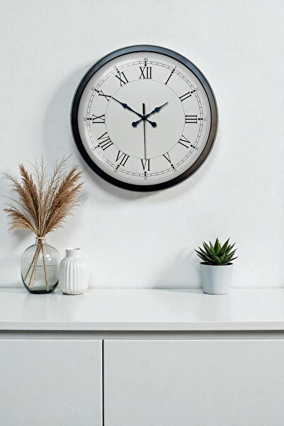 Lunaev ساعة حائط معدنية سوداء بتصميم ريترو مقاس 40 سم