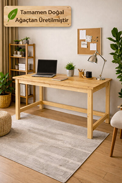 Woodymoda Konsept 1.Kalite Masif Ahşap Çalışma Masası 120 cm.