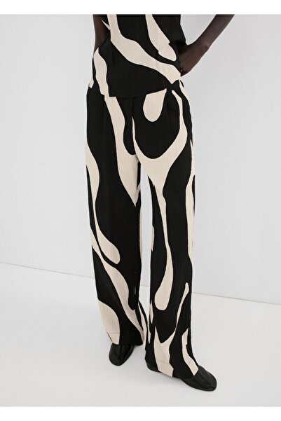 MANGO Woman Düz kesimli desenli pantolon