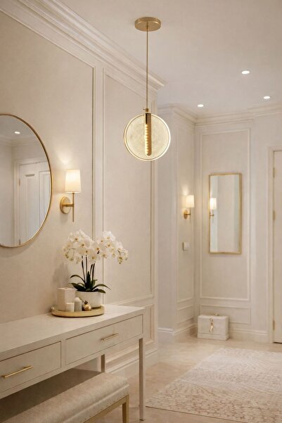 EROL AVİZE Luna Gold Tekli Üç Renk Led Antre-Hol Avizesi