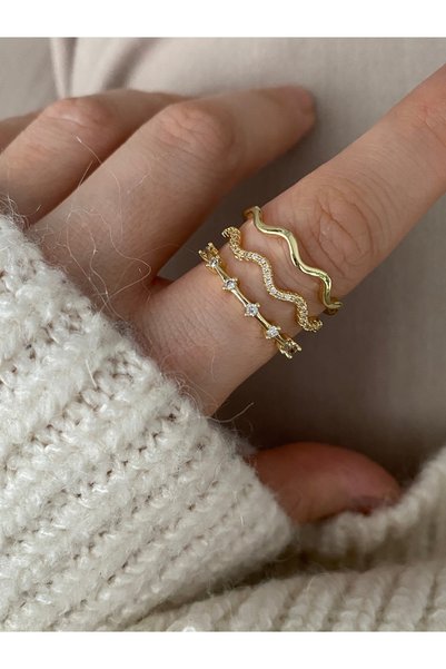 Pinery Jewels Limited Edition - 3 Row Stone Bottom Adjustable Women's Ring