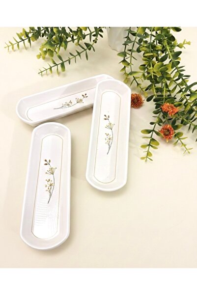 Areyma Elysia Floral Patterned 3-Piece Olive Plate