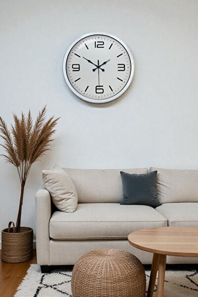 Lunaev ساعة حائط معدنية بيضاء حديثة مقاس 40 سم