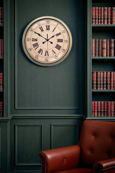 Leyaton ساعة حائط معدنية عتيقة الطراز نوستالجي ستايل 40 سم LWLHM-YTRS345