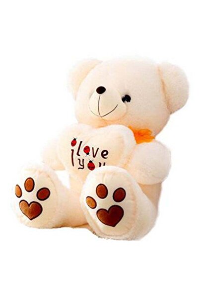 Beauenty دمية دب محشوة مطبوعة عليها عبارة "أحبك" 37 × 60 سم