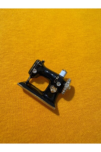 Neşeli Atölyem Zarif ve Şık Dikiş Makinası Beyaz Yaka İğnesi Broş