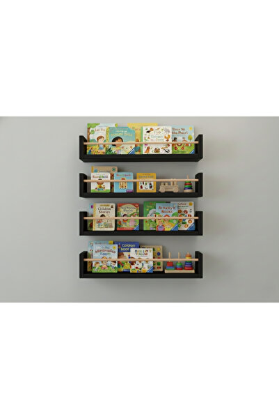 EGN WOODS 70X9X4 Black Mdf Baby Room Organizer Children's Room Montessori Edu...