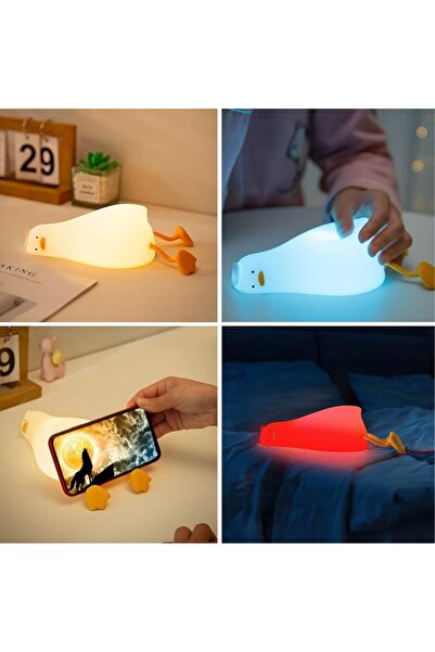 SHC42000 5 Farklı Renk Modlu Tembel Ördek Figürlü Pofuduk Led Gece Lambası–Yu...