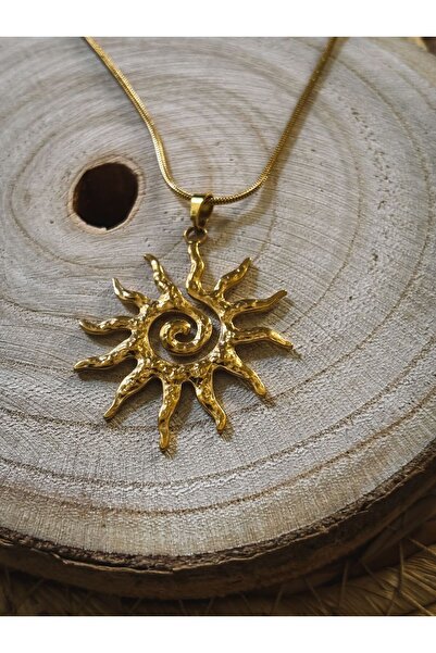 roshel Snake Chain Spiral Sun Pendant Steel Necklace Non-Tarnish 45/60 cm