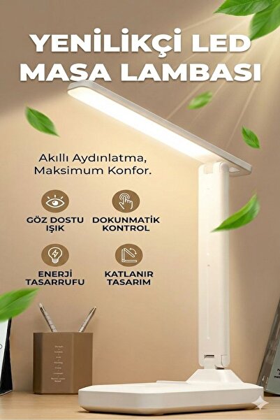 KHİVA Katlanabilir Dokunmatik Kontrollü Göz Dostu Akıllı LED Masa Lambası - E...
