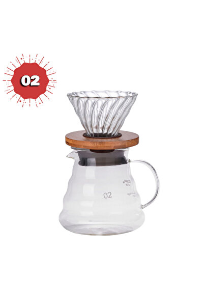 unbranded V60 drip coffee maker set consisting of a funnel and glass server