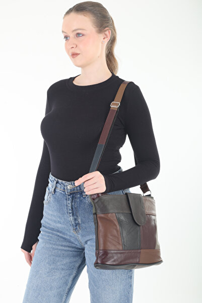 Erzeno Genuine Leather Multi-Compartment Cross Strap Multi-Colored Women's Sh...