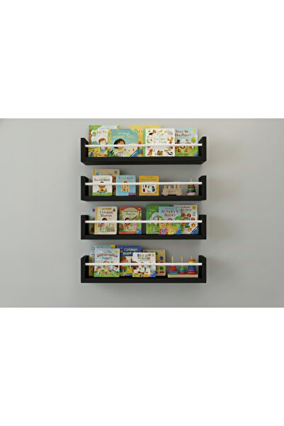EGN WOODS 70X9X4 Black Mdf Baby Room Organizer Children's Room Montessori Edu...