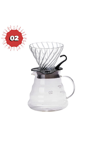 unbranded V60 drip coffee maker set consisting of a funnel and glass server
