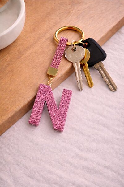 KRAL AKSESUAR Sevgililer günü / VIP N harfi anahtarlık / taşlı charm / çanta ...