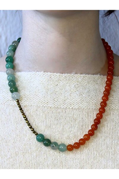 esha Natural Stone Agate Hematite Natural Stone Women's Necklace Euk20Yaah