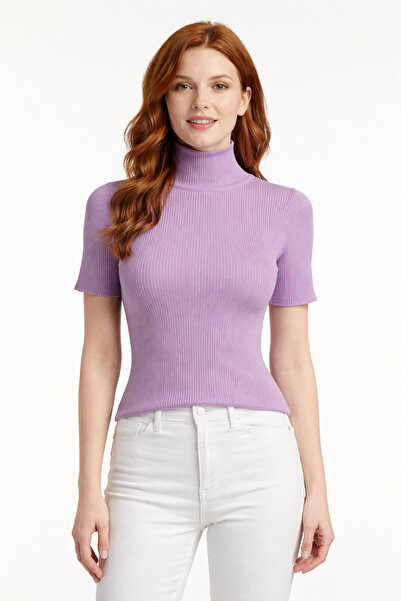 Neden Tekstil Striped Half Fisherman Short Sleeve Knitwear Sweater