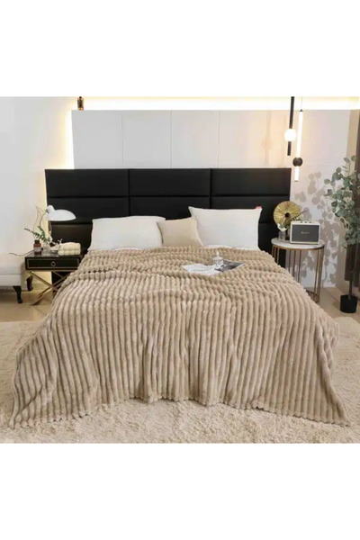 OEM Soft blanket 130x200 cm for bed or sofa – Warm plaid with embossed pattern