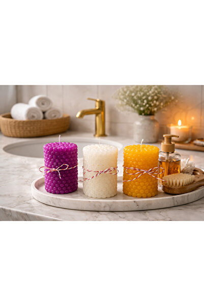 Bead 3 Lü Bubble Mum Seti – 8 cm Dekoratif Kabarcık Mum El Yapımı Modern Ev D...