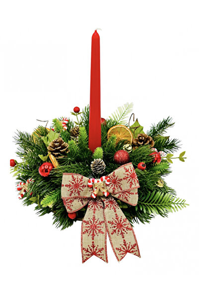 Eventissimi Aranjament de Craciun cu lumanare (Verde / Rosu)