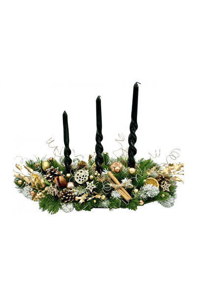 Eventissimi Aranjament de Craciun Luxury tip platou cu 3 lumanari (Multicolor)