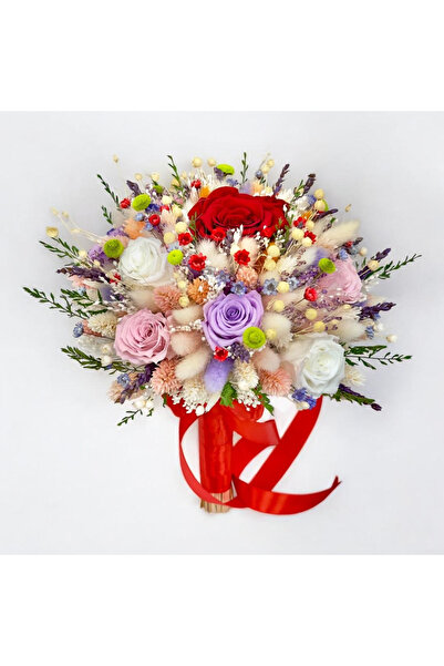 Eventissimi Aranjament floral, 28 cm, plante criogenate & uscate, vas ceramic...