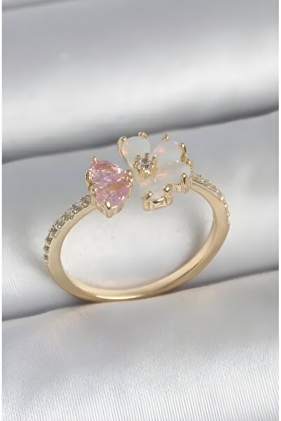 LooRen Butik خاتم مرصع بالأحجار بتفاصيل زهرية قابلة للتعديل LRN010