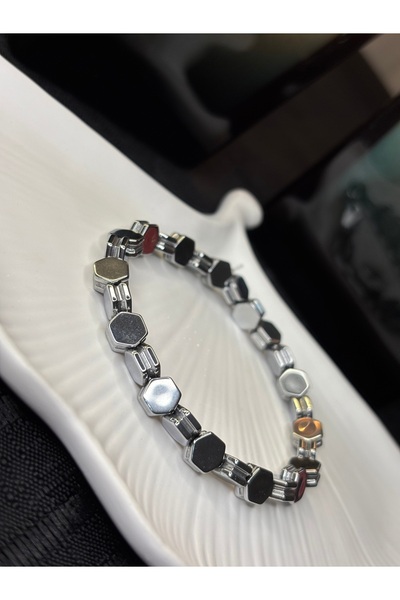 Moonstone Accessories سوار من الحجر الطبيعي الهيماتيت والفضة |   ذكور |   الت...