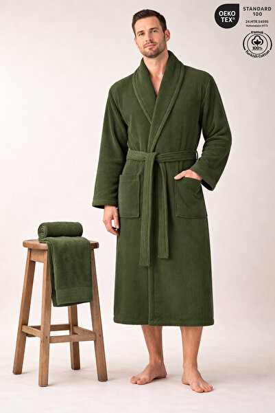 Ellaline Halat de baie pentru bărbați, 100% bumbac certificat, set de halat d...