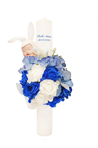 Eventissimi Wedding/christening candle – 40 cm, natural wax, decoration: deco...