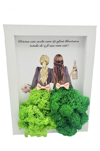 Eventissimi Floral arrangement, 24 cm, stabilized lichens, ceramic pot, green