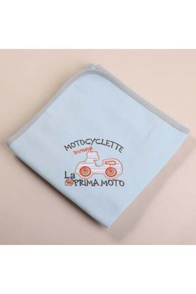 Generic بيبي شاين مهاد مواليد مطرز قطن برسمة سيارة - 95x85 سم - أزرق