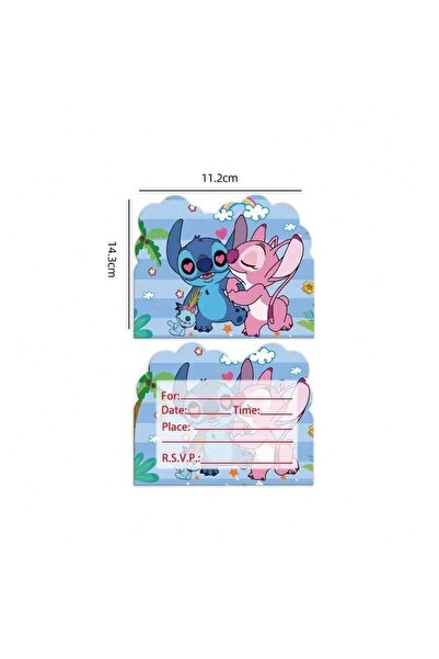 Choice3 One Size blue stripes 10 Angel and Stitch Birthday Party Invitation C...