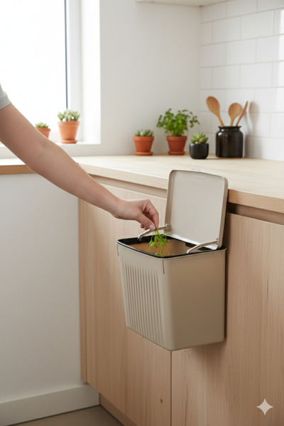 NY HOME Askılı Fonksiyonel Çöp Kutusu 8Lt.KREM