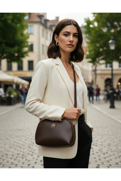 Sanmorris Women's Crossbody Bag with 3 Compartments, Double Metal Zipper, Gol...