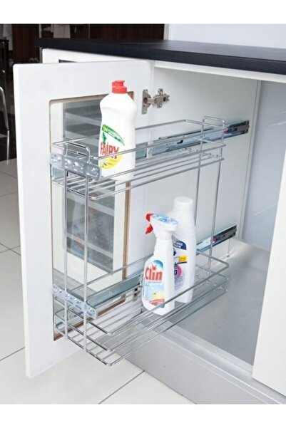 ozbience 14cm Yandan Teleskopik Raylı Şişelik, Yağdanlık ve Deterjanlık Seti