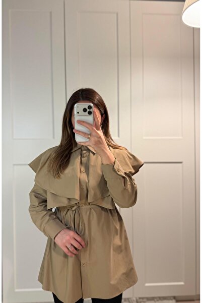 KASSEL Bağlama Detaylı Volan Gömlek Bej