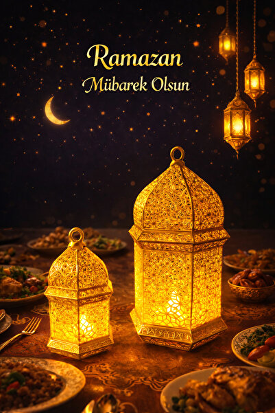 RubaTrend Ramazan 2li Set Motifli Işıklı Tealight Büyük Boy