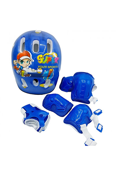 Krista Set cască, cotiere și genunchiere, M401 albastru